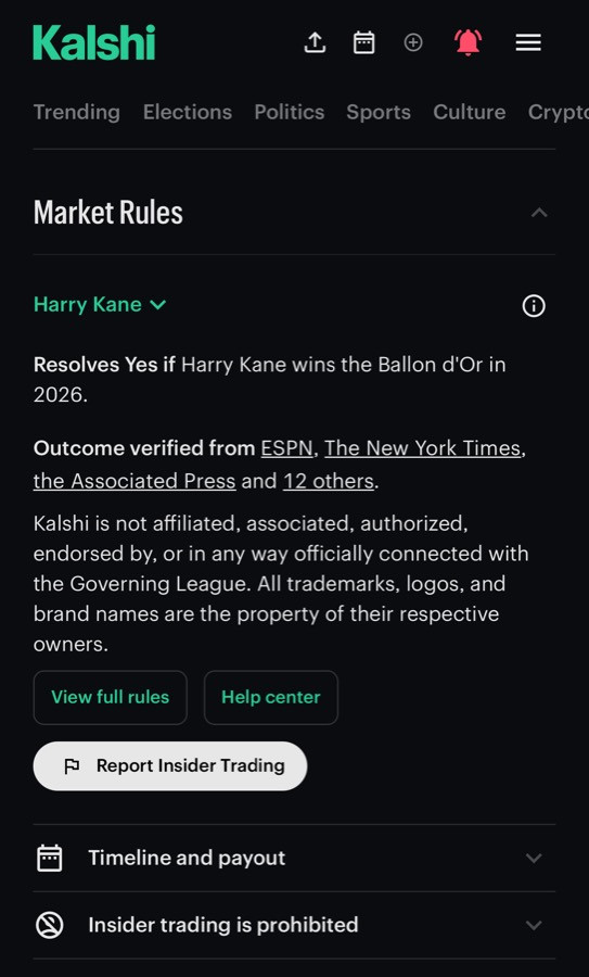 Kalshi market rules and resolution sources